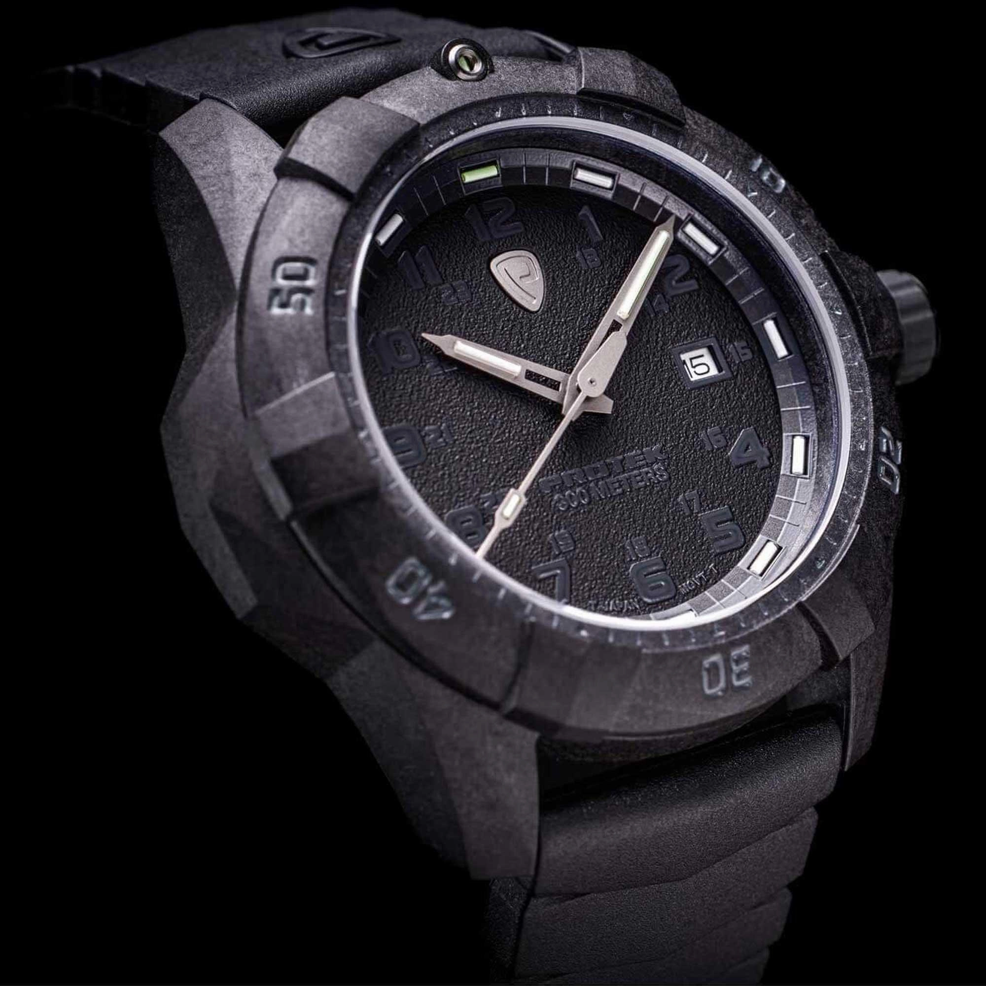 Protek Unisex Quartz Watch - Dive Series Rotating Bezel Black Dial Rubber Strap | 1001