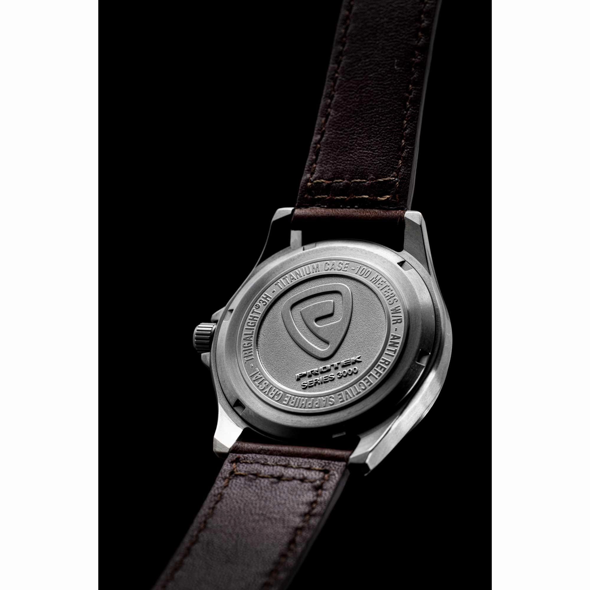 Protek Unisex Watch - Field Series Japanese Quartz Green Dial Leather Strap | 3005