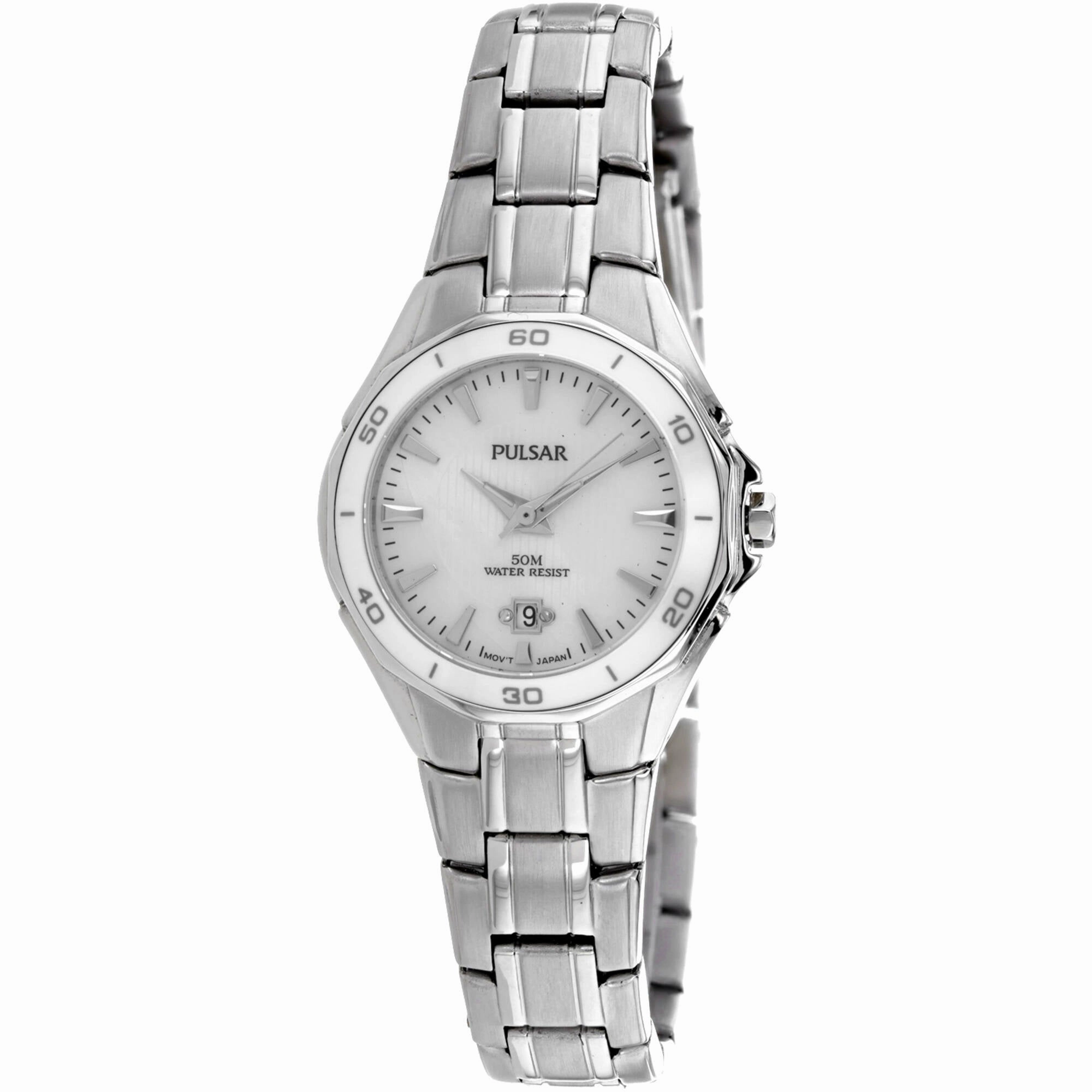Pulsar Women's Watch - Classic Quartz White Dial Stainless Steel Bracelet | PXT895