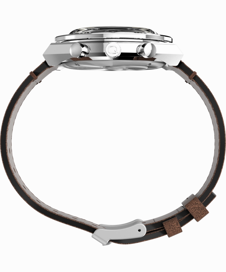Q Timex Chronograph 40mm Brown Leather Strap Watch TW2V42800