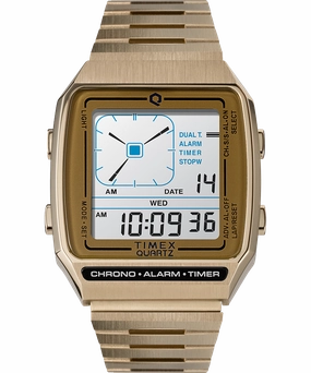 Q Timex Reissue Digital LCA 32.5mm Stainless Steel Bracelet Watch TW2U72500