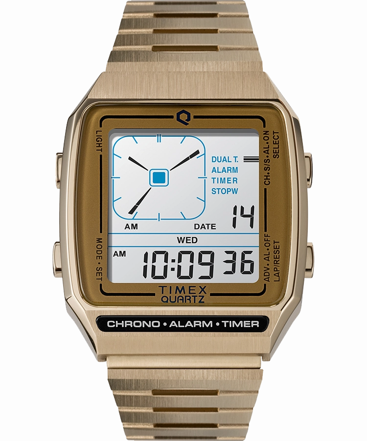 Q Timex Reissue Digital LCA 32.5mm Stainless Steel Bracelet Watch TW2U72500