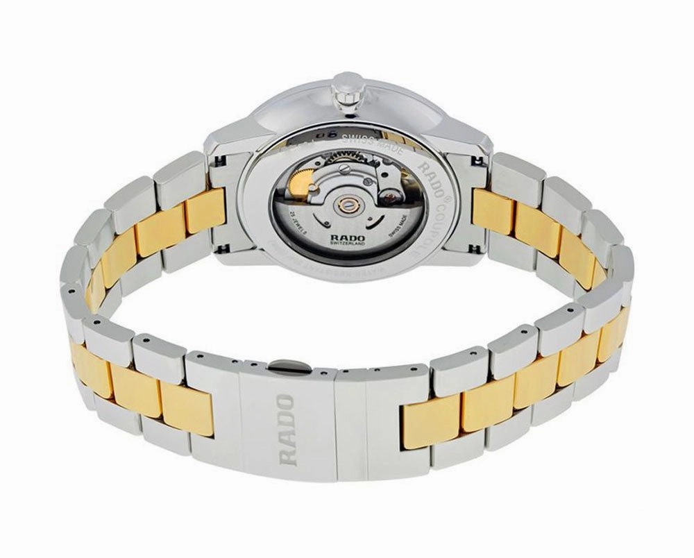 Rado Coupole White Dial Date Two Tone Stainless Steel Ceramos Automatic Mens Watch R22876032