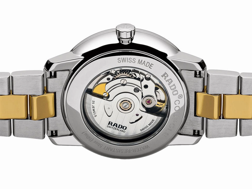 Rado Coupole White Dial Date Two Tone Stainless Steel Ceramos Automatic Mens Watch R22876032