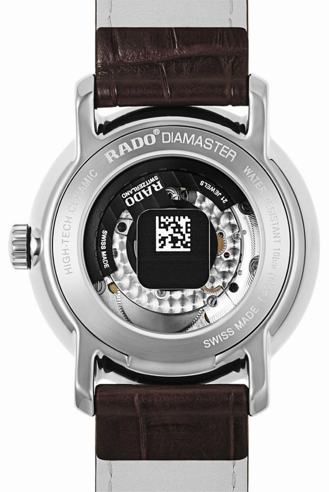 Rado DiaMaster XL Plasma High Tech Ceramic Automatic Champagne Dial Date Brown Strap Mens Watch R14074256