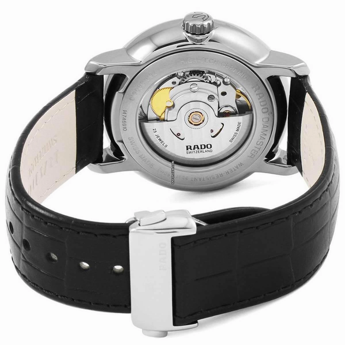 Rado Men's Automatic Watch - DiaMaster Blue Dial Black Leather Strap | R14806206