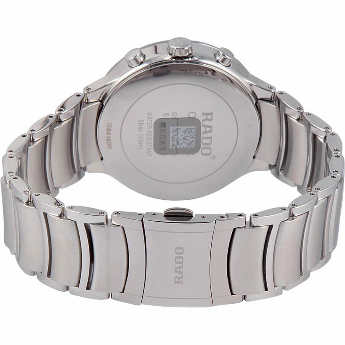 Rado Men's Chrono Watch - Centrix Black Dial Silver Tone Bracelet | R30122103