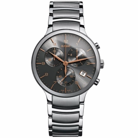 Rado Men's Chrono Watch - Centrix Black Dial Silver Tone Bracelet | R30122103