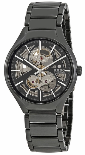 Rado True Automatic Open Heart Ceramic Grey Dial Mens Watch R27100112