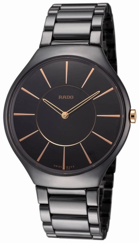Rado True Thinline Black Ceramic Black Dial Quartz Mens Watch R27741152