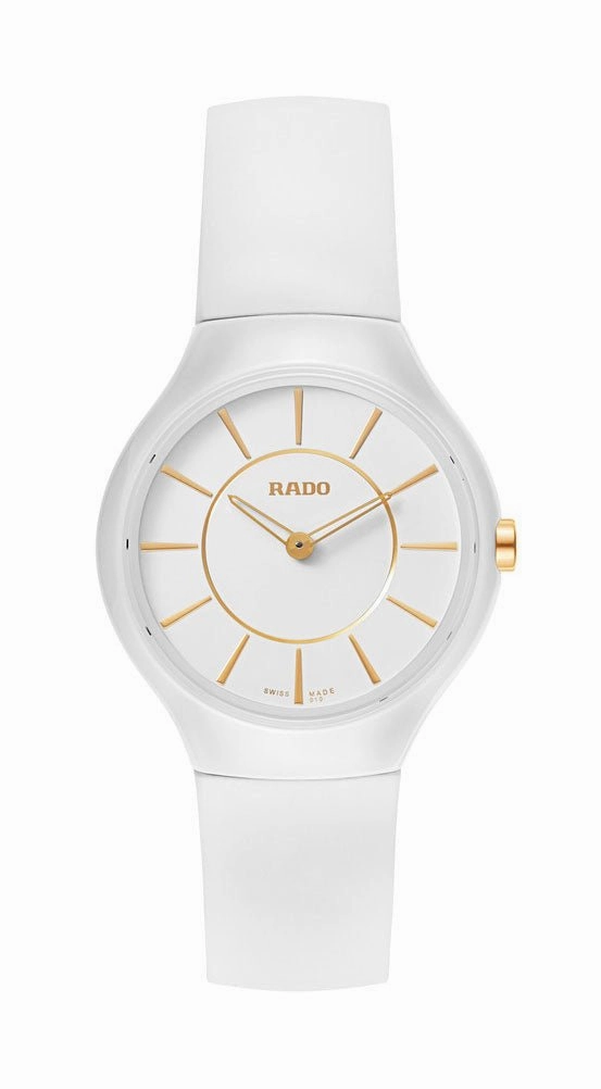 Rado True Thinline White Ceramic Womens Watch Quartz Rubber Strap R27958109