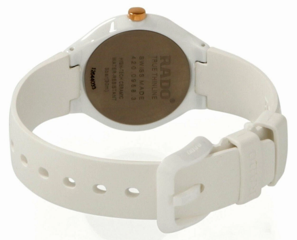 Rado True Thinline White Ceramic Womens Watch Quartz Rubber Strap R27958109