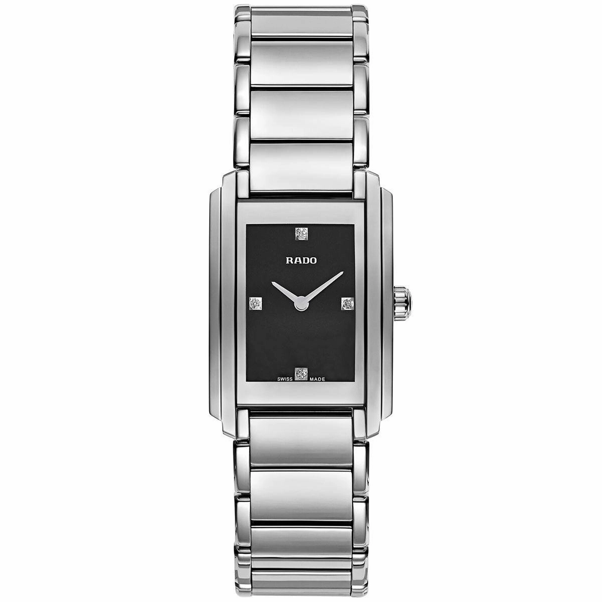 Rado Women's Diamond Watch - Integral Black Dial Silver Tone Bracelet | R20213713