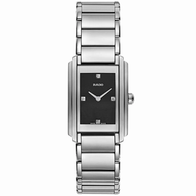 Rado Women's Diamond Watch - Integral Black Dial Silver Tone Bracelet | R20213713