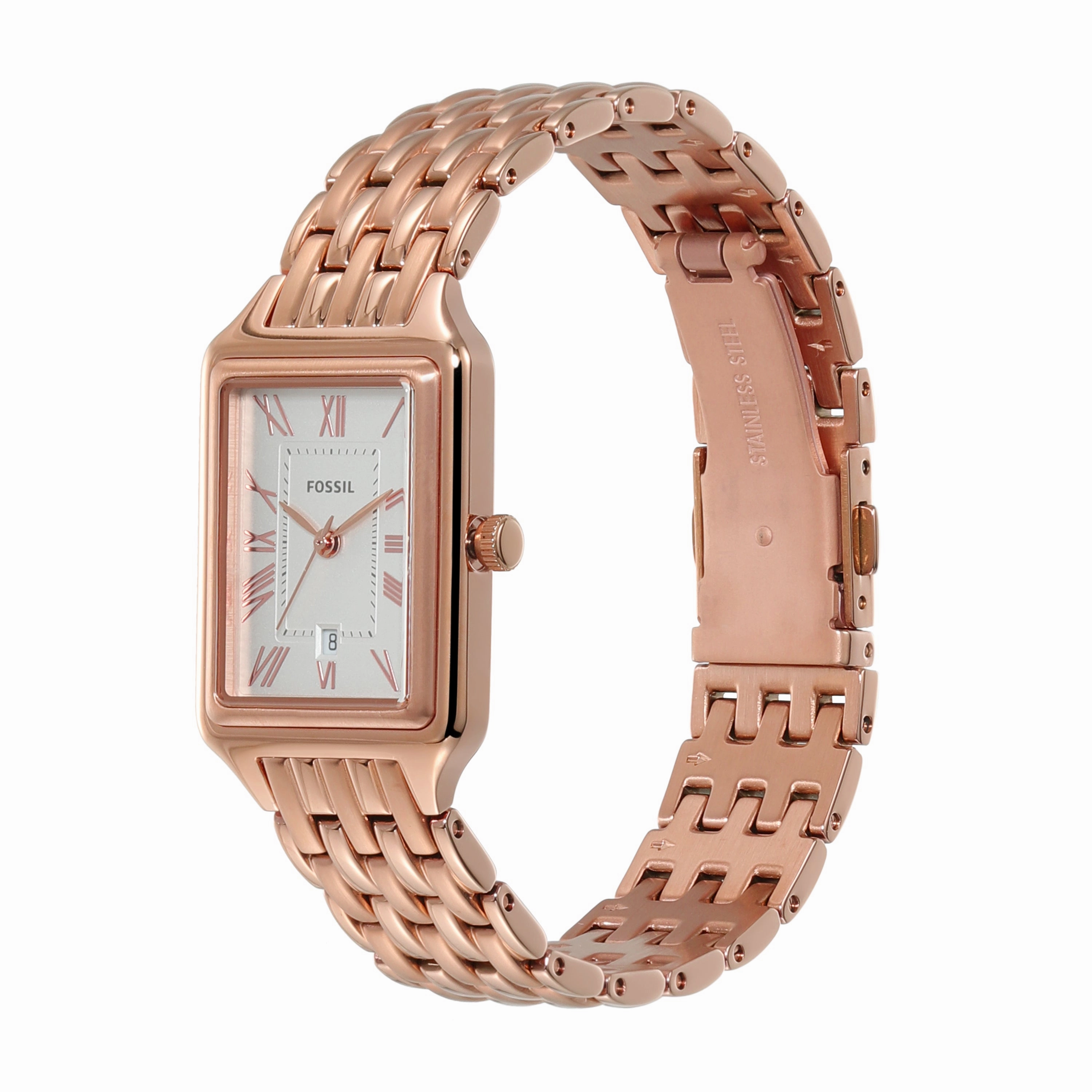 Raquel Rose Gold-Tone Stainless Steel Watch with Date by Fossil - ES5271