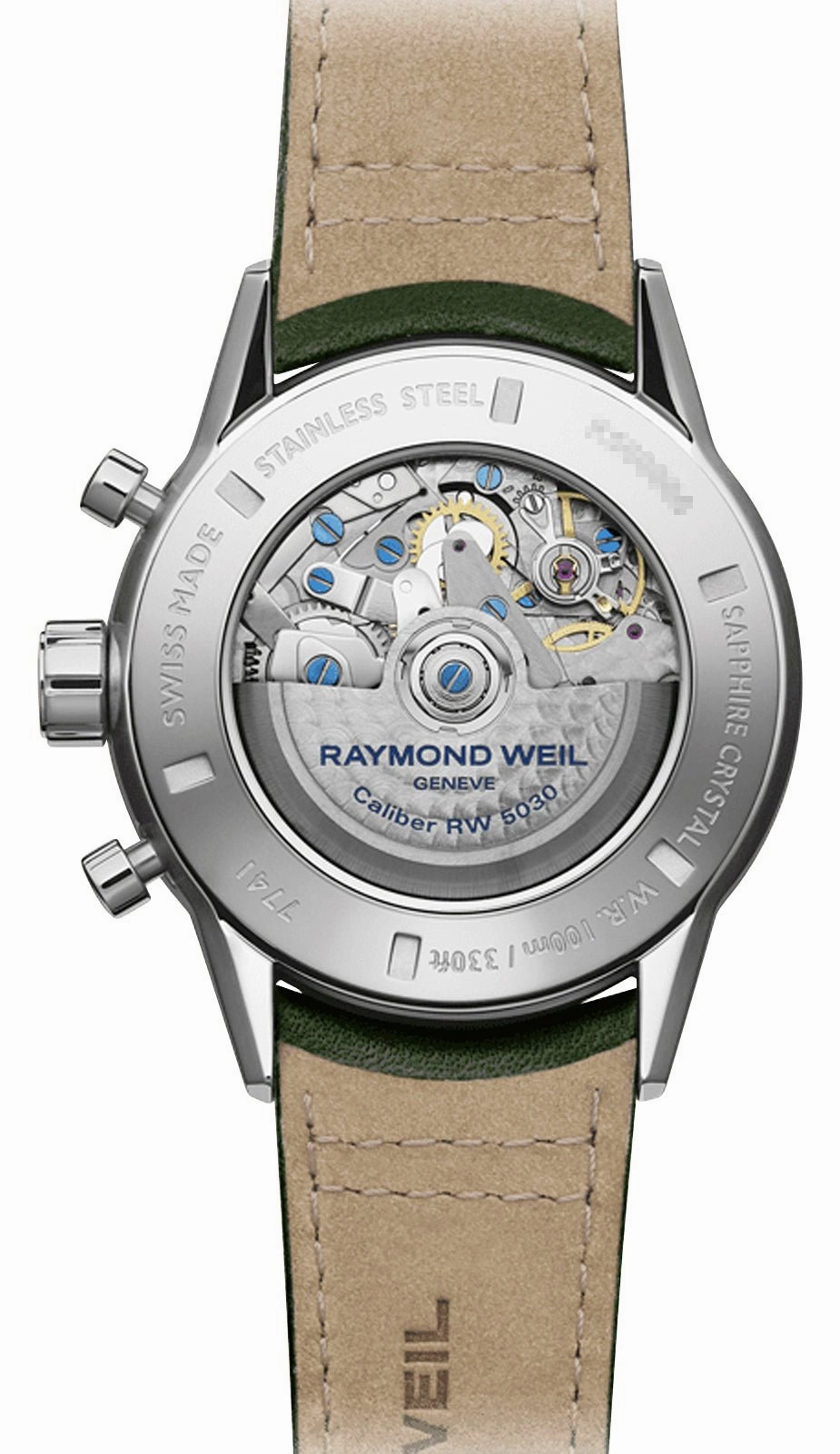 Raymond Weil Freelancer Automatic Chronograph Stainless Steel Green Dial Green Leather Strap Mens Watch 7741-SC7-52021