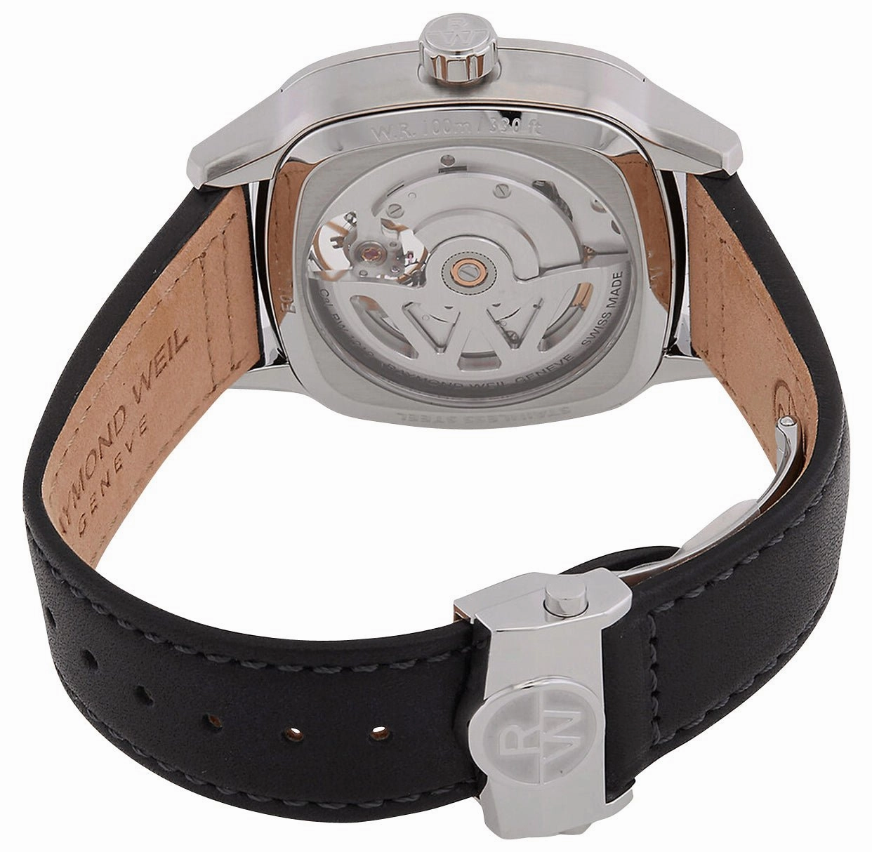 Raymond Weil Freelancer Automatic Stainless Steel Square Blue Dial Black Leather Strap Mens Watch 2790-STC-50051