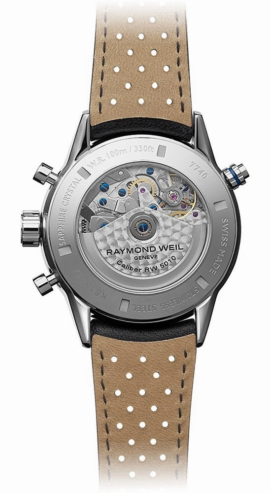 Raymond Weil Freelancer Steel Automatic Chronograph Silver Dial Date Black Leather Strap Mens Watch 7740-SC3-65521