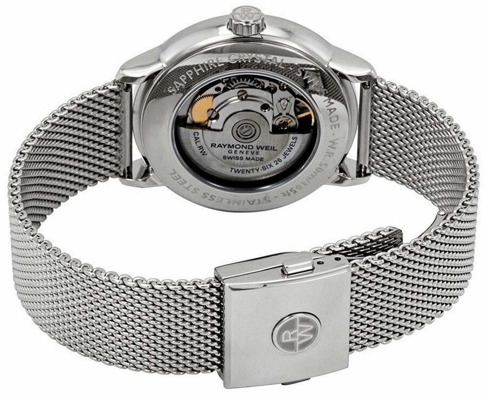 Raymond Weil Maestro Automatic Stainless Steel Mesh Band Grey Dial Moonphase Date Mens Watch 2239M-ST-00609