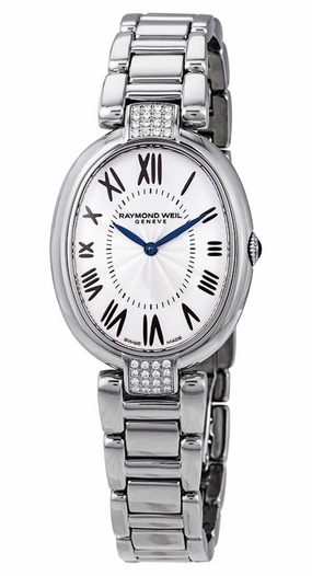 Raymond Weil Shine Stainless Steel Oval Case Diamonds Silver-Tone Dial Quartz Womens Watch 1700-STS-00659