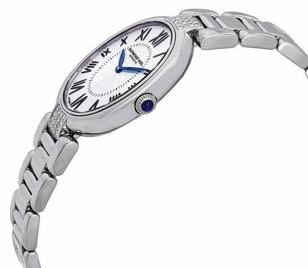Raymond Weil Shine Stainless Steel Oval Case Diamonds Silver-Tone Dial Quartz Womens Watch 1700-STS-00659