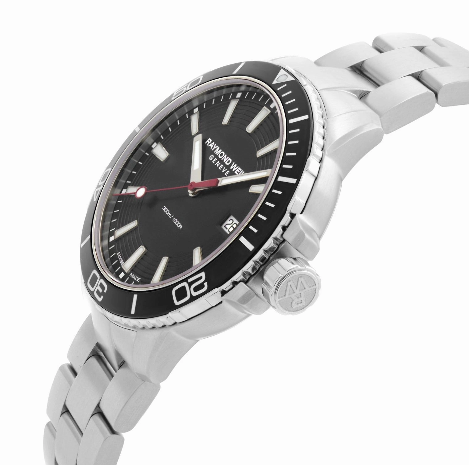 Raymond Weil Tango Stainless Steel Black Dial Date Divers Quartz Mens Watch 8260-ST1-20001