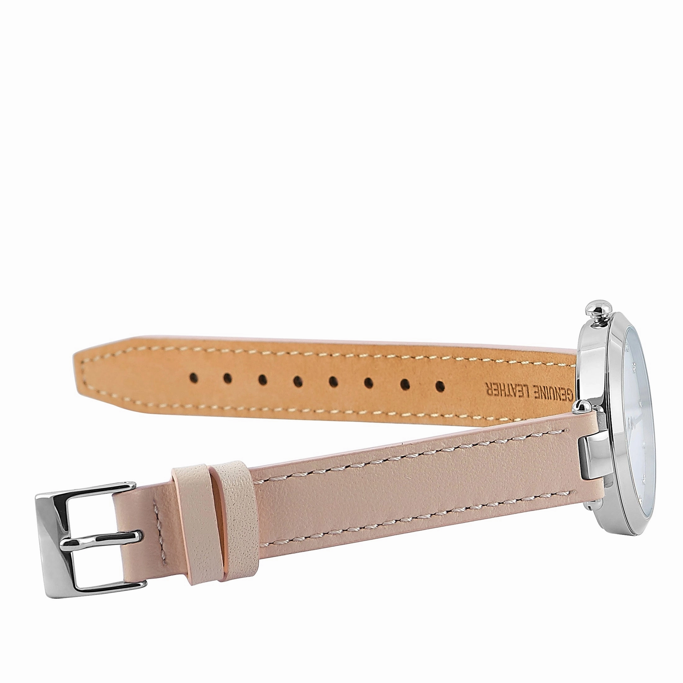 Rebecca Minkoff Nina Silver-Tone Blush Leather Strap Watch 2200398