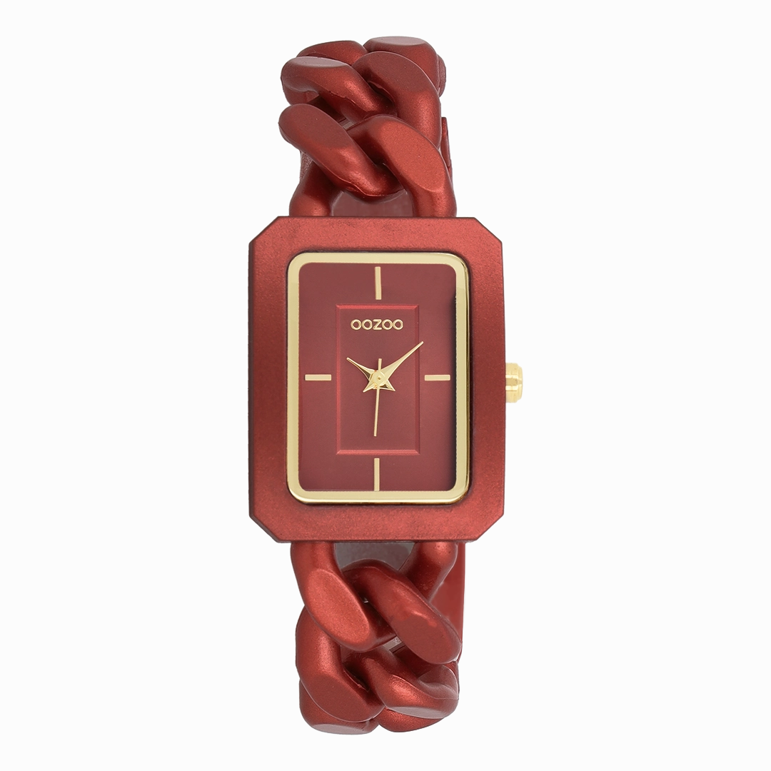 Red OOZOO watch with chain bracelet - C11277