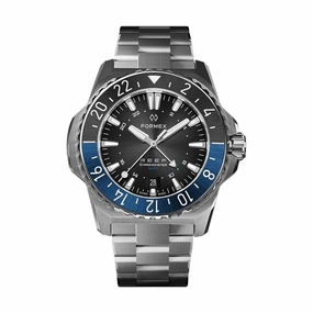 REEF Automatic GMT COSC 300M Black/Blue Bezel 42mm - Black Dial