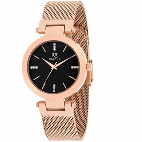Roberto Bianci Women's Watch - Cristallo Black Dial Plated Steel Bracelet | RB0403