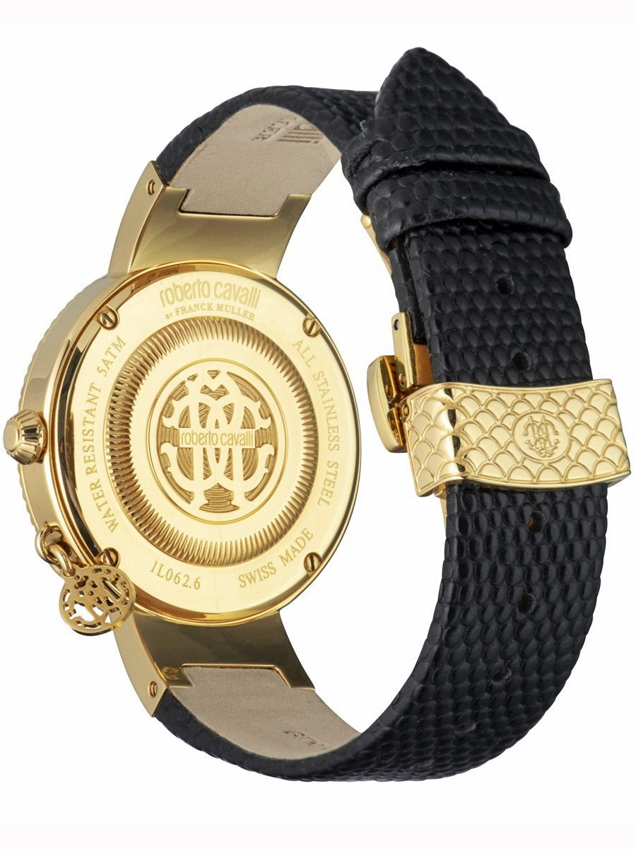 Roberto Cavalli DOTTED Leather Womens Gold Watch/Bracelet Set RV1L062L0026