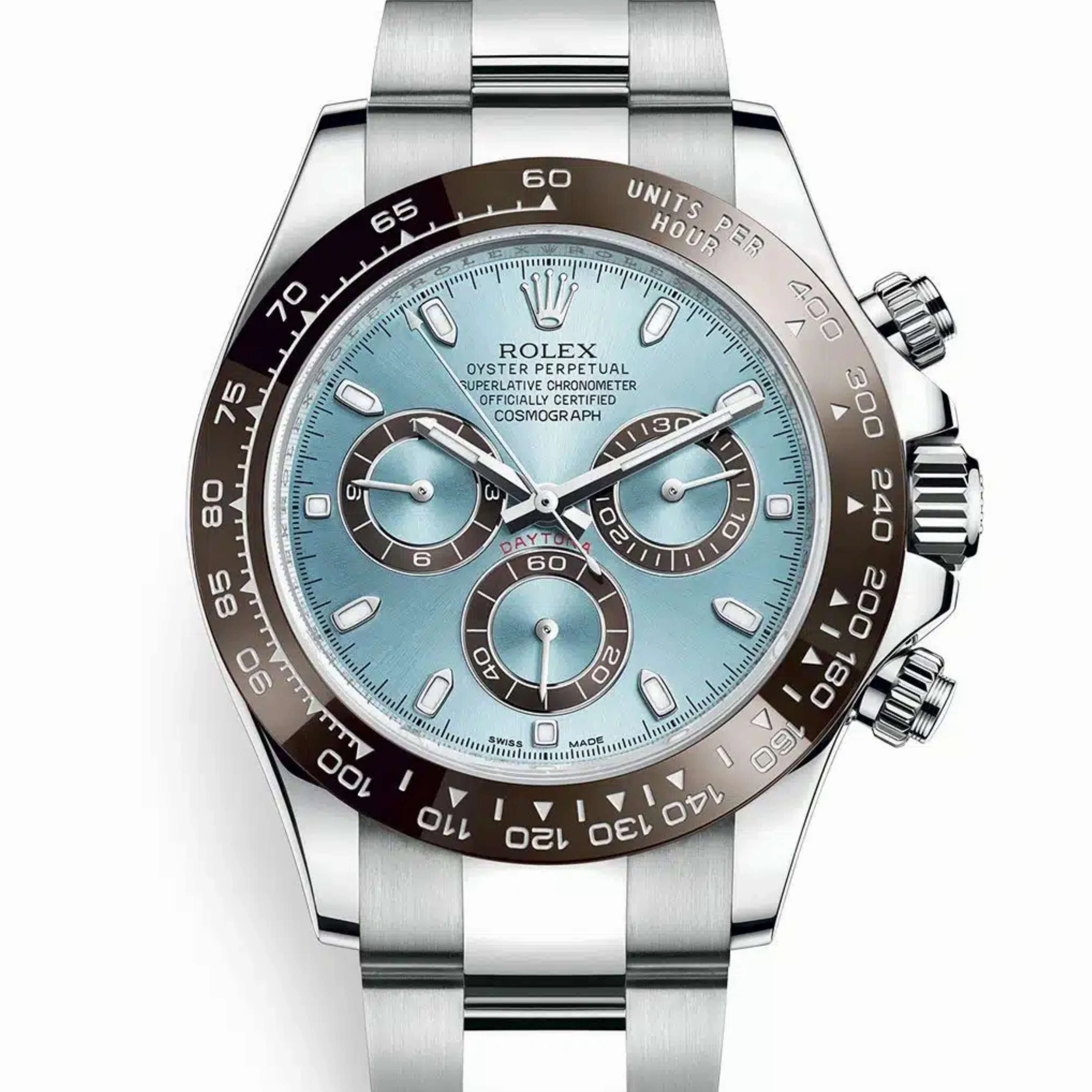 Rolex Cosmograph Daytona 40mm - Ref: 116506-0001 - Ice Blue Index Dial & Ceramic Bezel, Platinum Oyster Bracelet Men's Watch