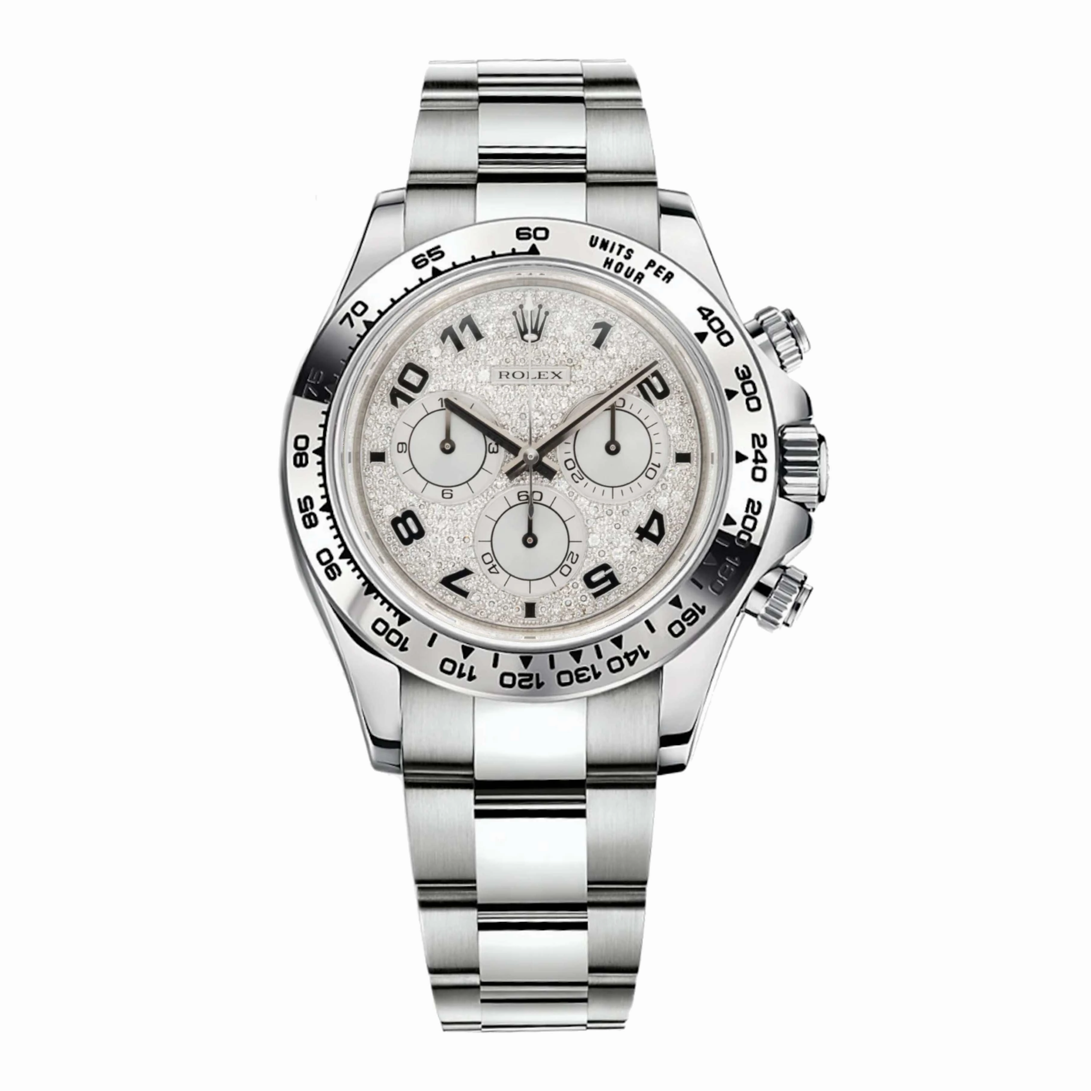 Rolex Cosmograph Daytona 40mm - Ref: 116509PAVE - Pave Diamond Dial, 18K White Gold Oyster Bracelet Men's Watch