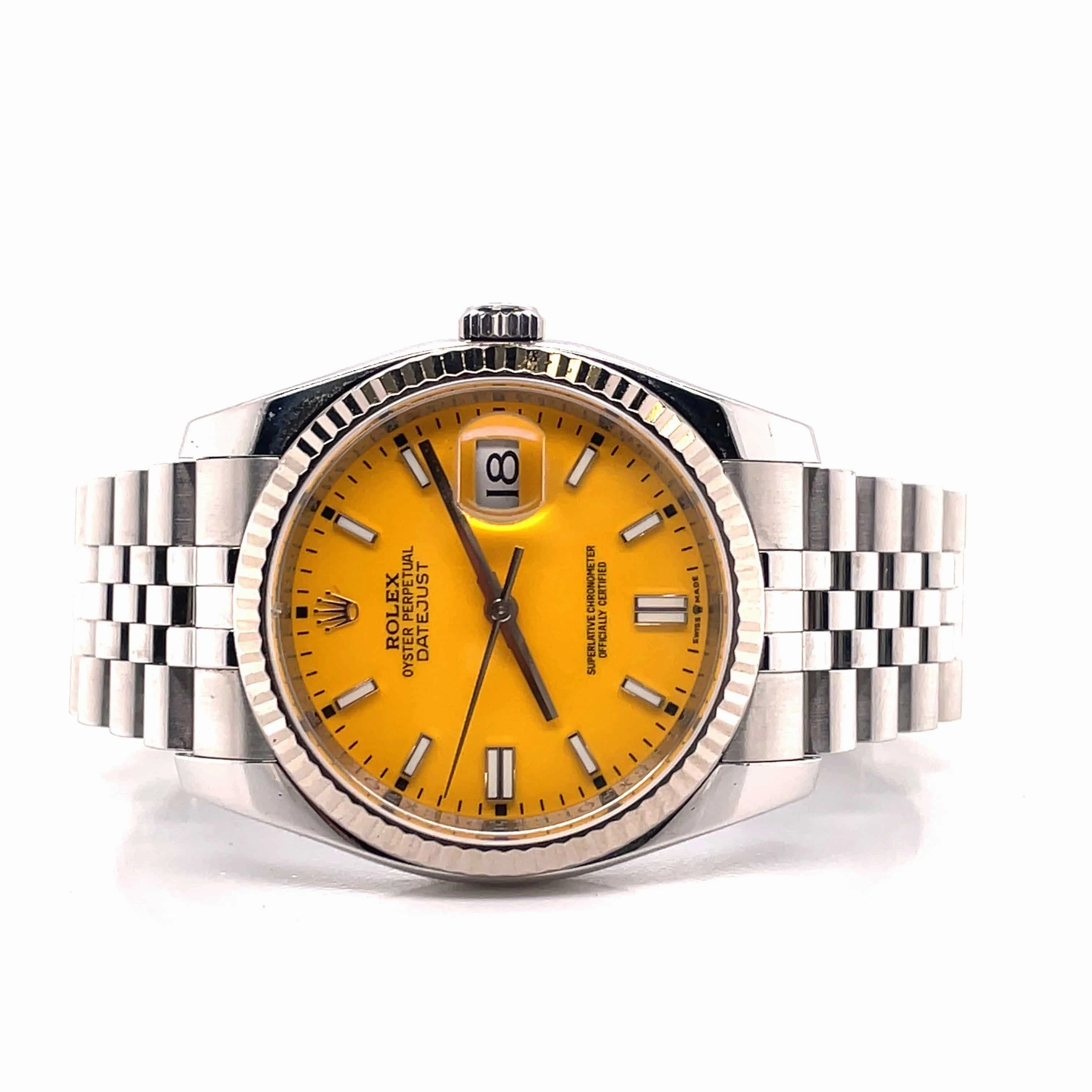 Rolex Date-Just 36mm 116234 jubilee Custom Yellow Dial