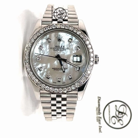 Rolex Date-Just 41mm 126300 Custom MOP Diamond Dial And Diamond Bezel Papers