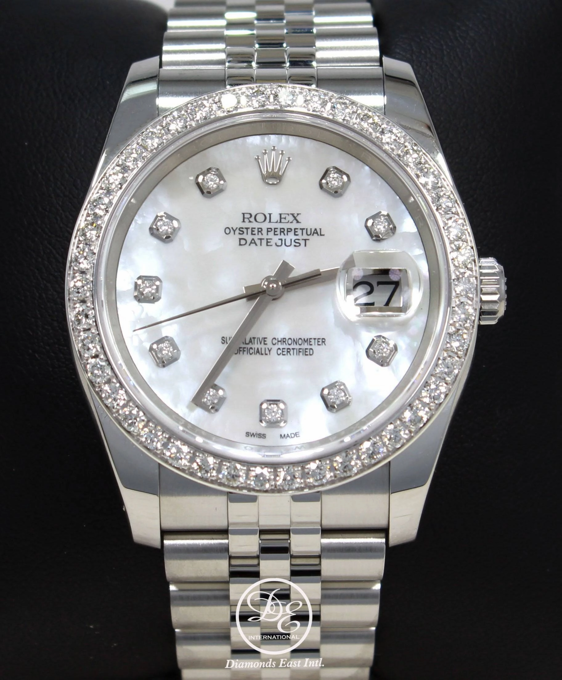 Rolex Datejust 116200 36mm Jubilee MOP Diamond Dial and Bezel Watch Box/Paper