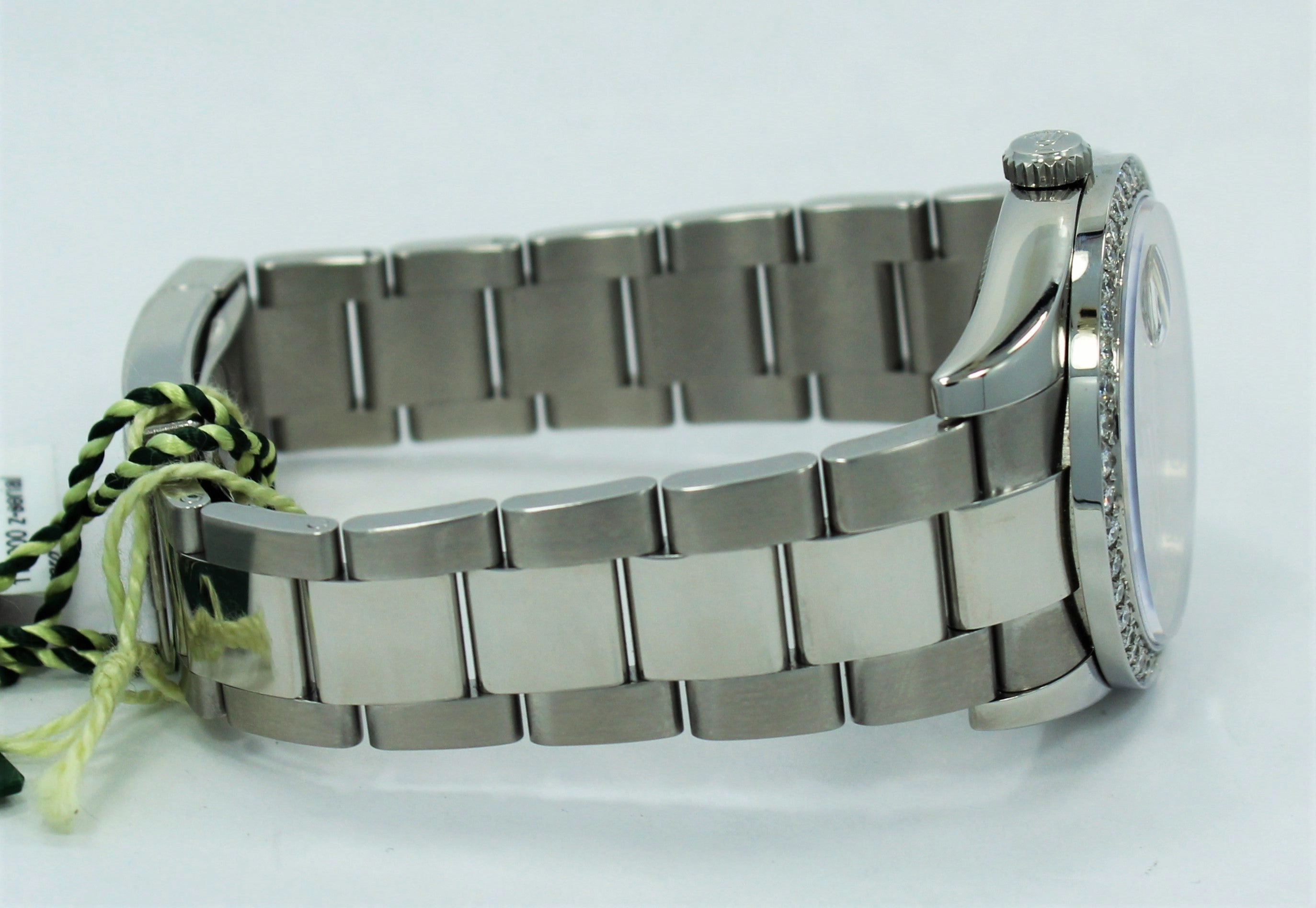 Rolex Datejust 116200 36mm Oyster Perpetual 1.95CT Diamond Bezel Silver Roman Dial