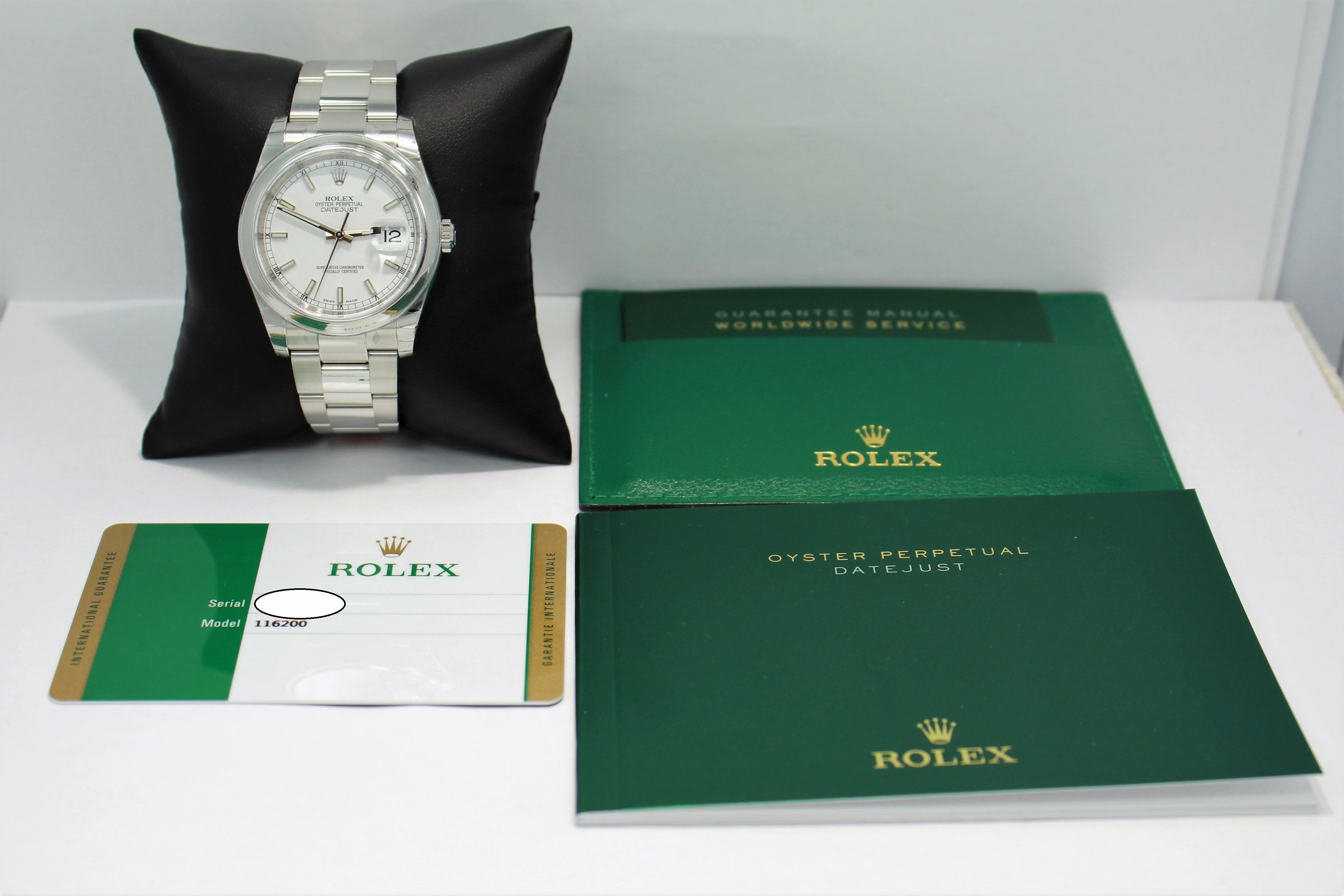 Rolex Datejust 116200 36mm White Stick Dial Oyster Perpetual UNWORN
