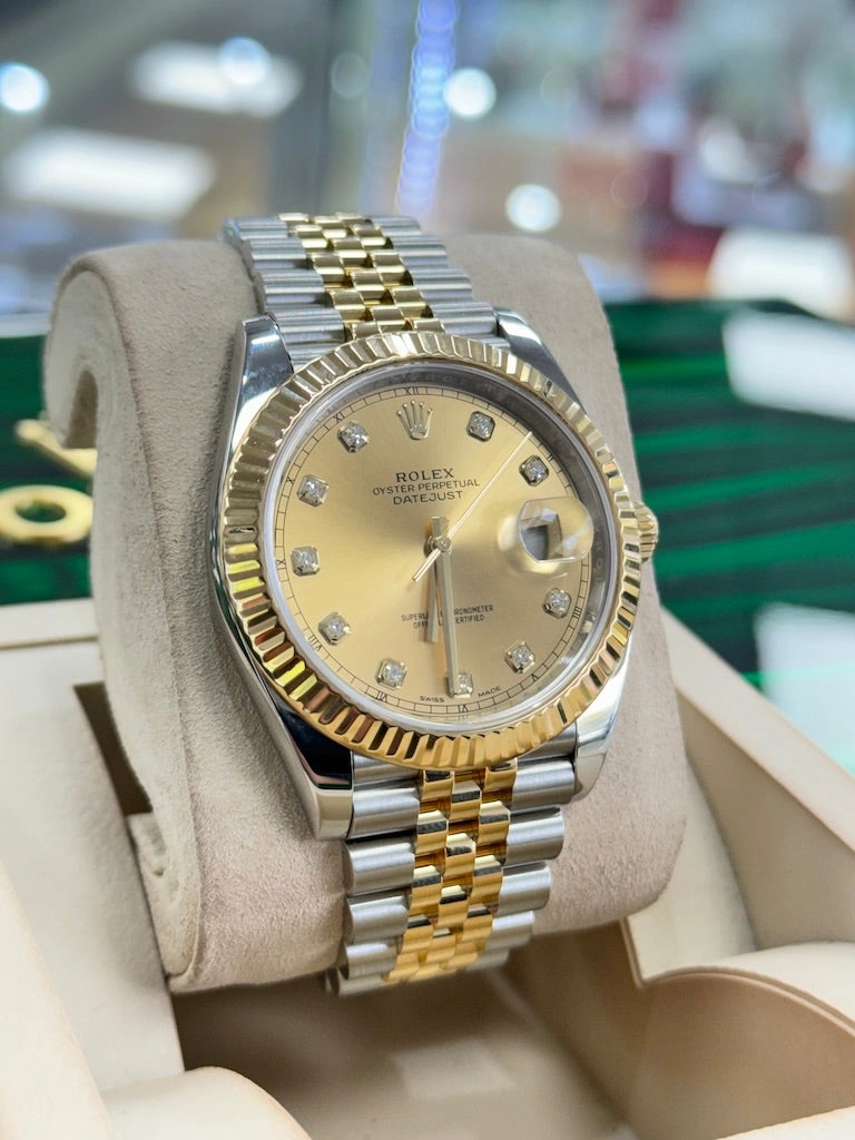 Rolex Datejust 126333 41 Factory Champagne Diamond Dial jubilee Watch BOX/PAPERS