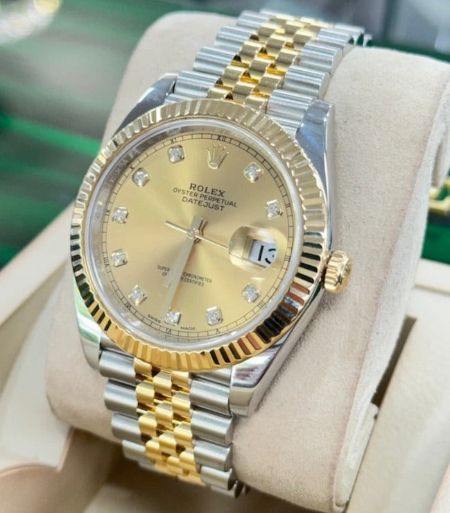 Rolex Datejust 126333 41 Factory Champagne Diamond Dial jubilee Watch BOX/PAPERS