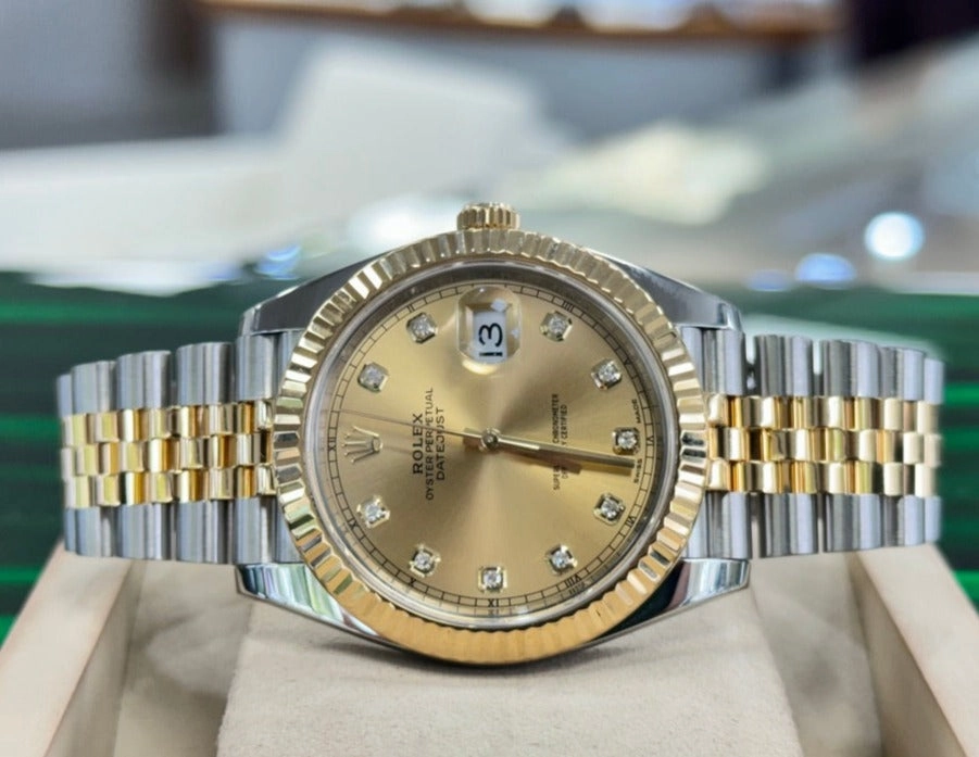 Rolex Datejust 126333 41 Factory Champagne Diamond Dial jubilee Watch BOX/PAPERS