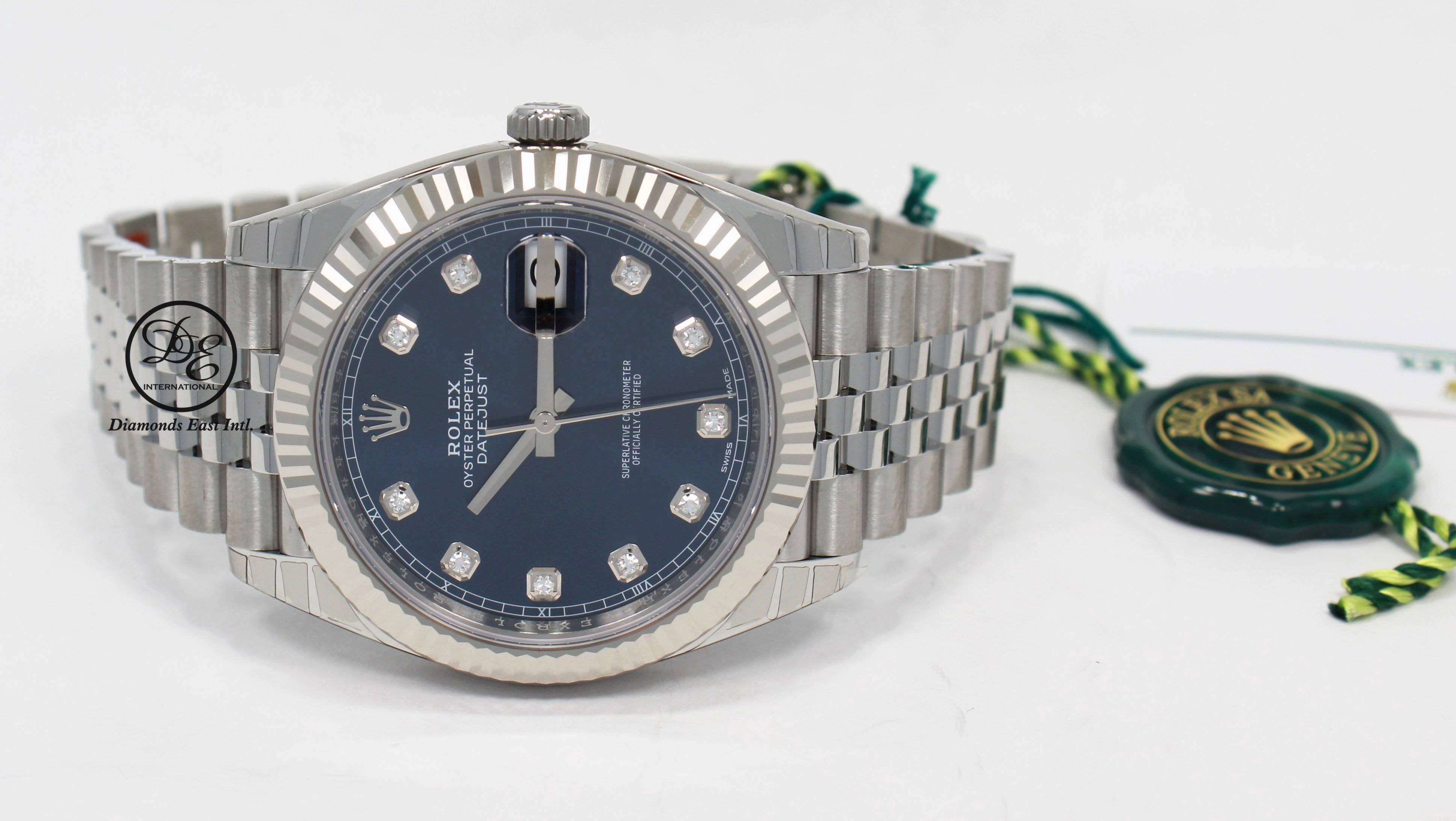 Rolex Datejust 126334 41mm Jubilee Blue Diamond Dial 18K White Gold Bezel UNWORN