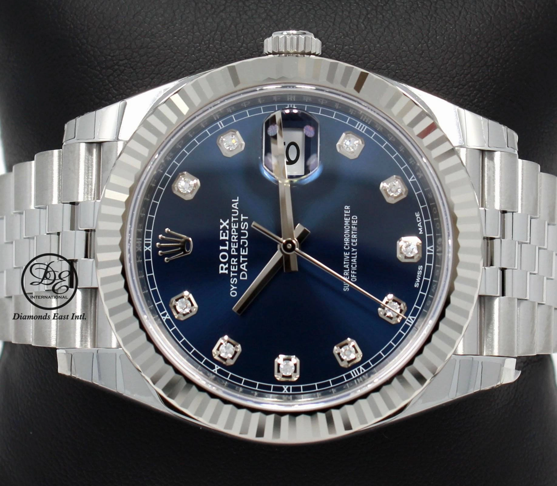 Rolex Datejust 126334 41mm Jubilee Blue Diamond Dial 18K White Gold Bezel UNWORN