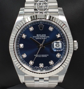 Rolex Datejust 126334 41mm Jubilee Blue Diamond Dial 18K White Gold Bezel UNWORN