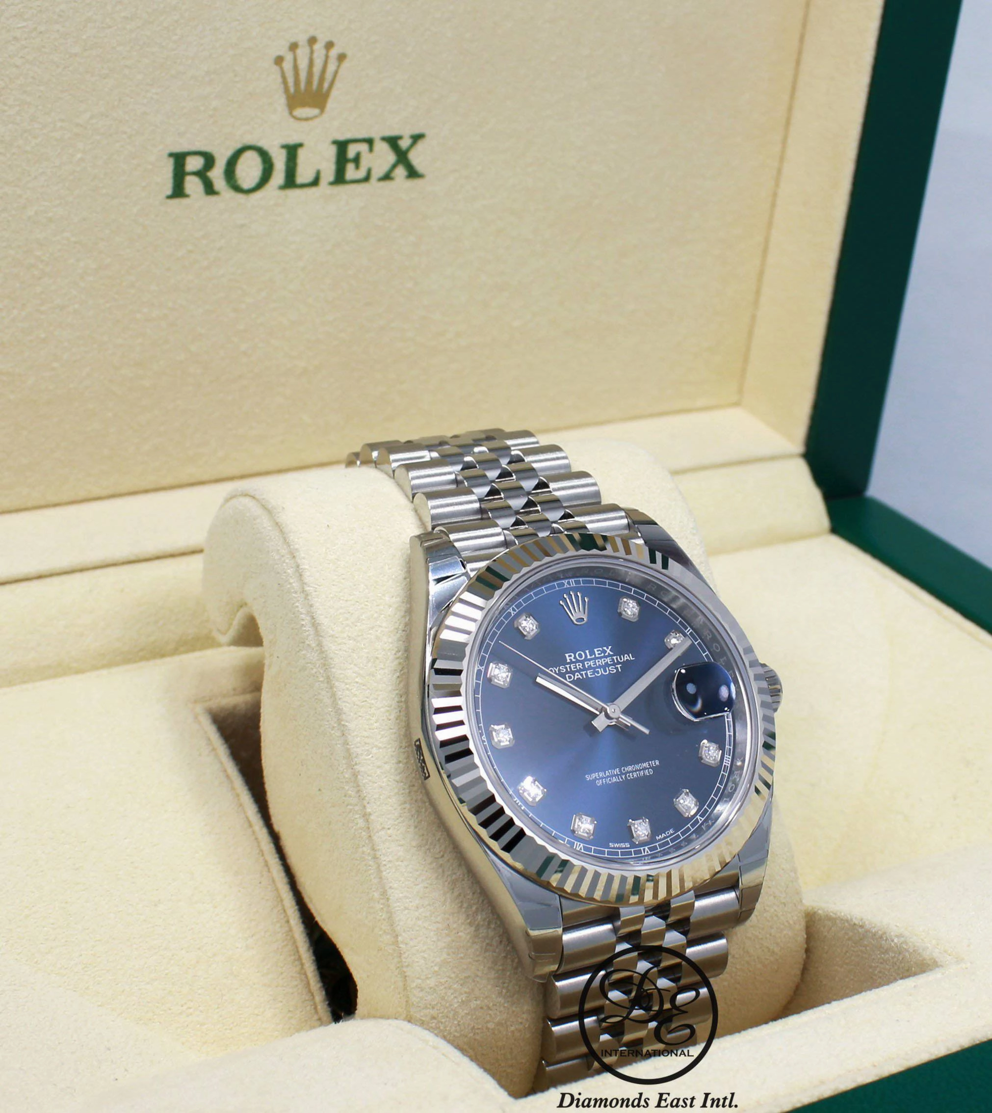 Rolex Datejust 126334 41mm Jubilee Blue Diamond Dial 18K White Gold Bezel UNWORN