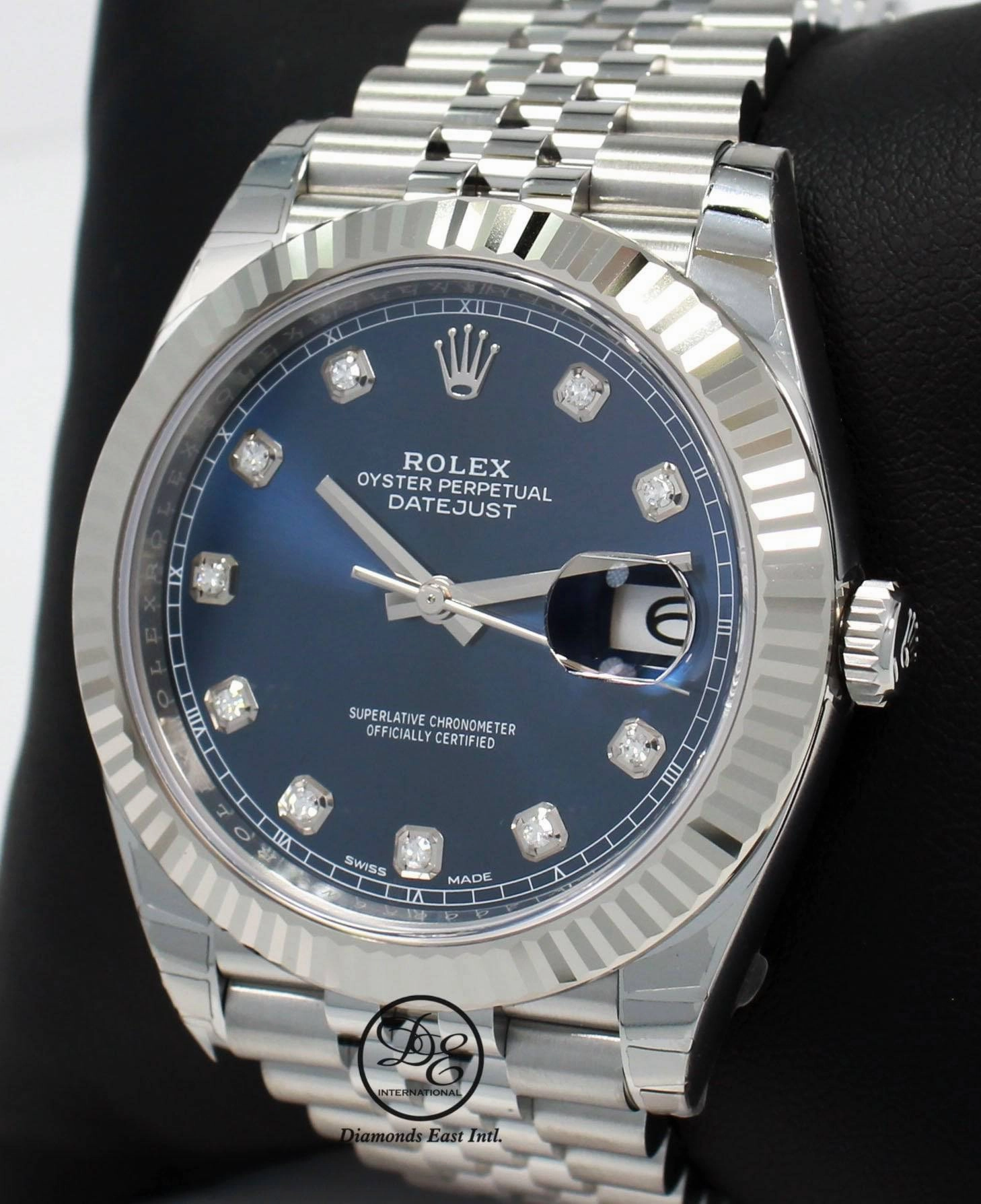 Rolex Datejust 126334 41mm Jubilee Blue Diamond Dial 18K White Gold Bezel UNWORN