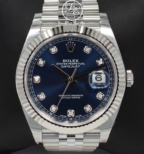 Rolex Datejust 126334 41mm Jubilee Blue Diamond Dial 18K White Gold Bezel UNWORN