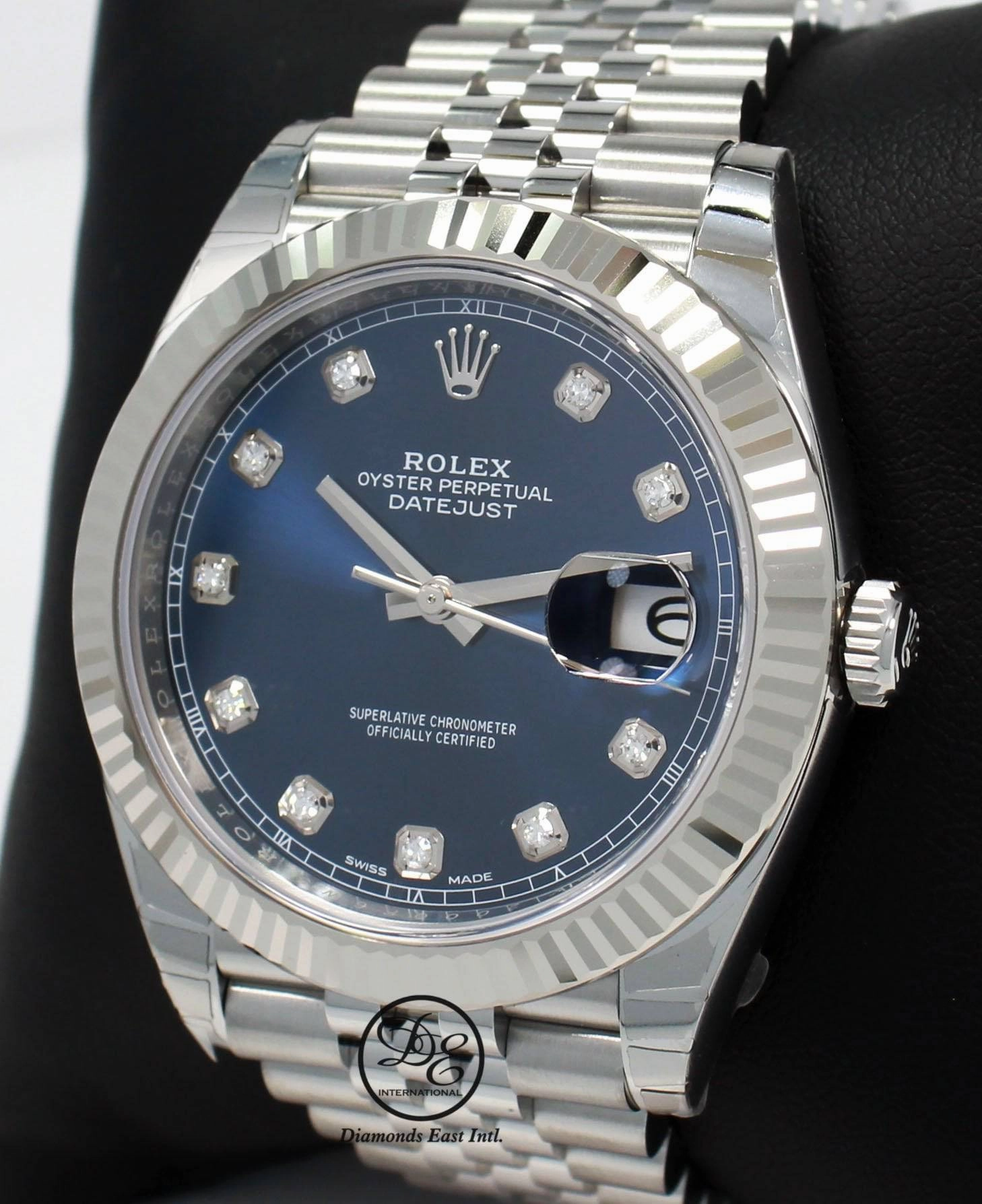 Rolex Datejust 126334 41mm Jubilee Blue Diamond Dial 18K White Gold Bezel UNWORN