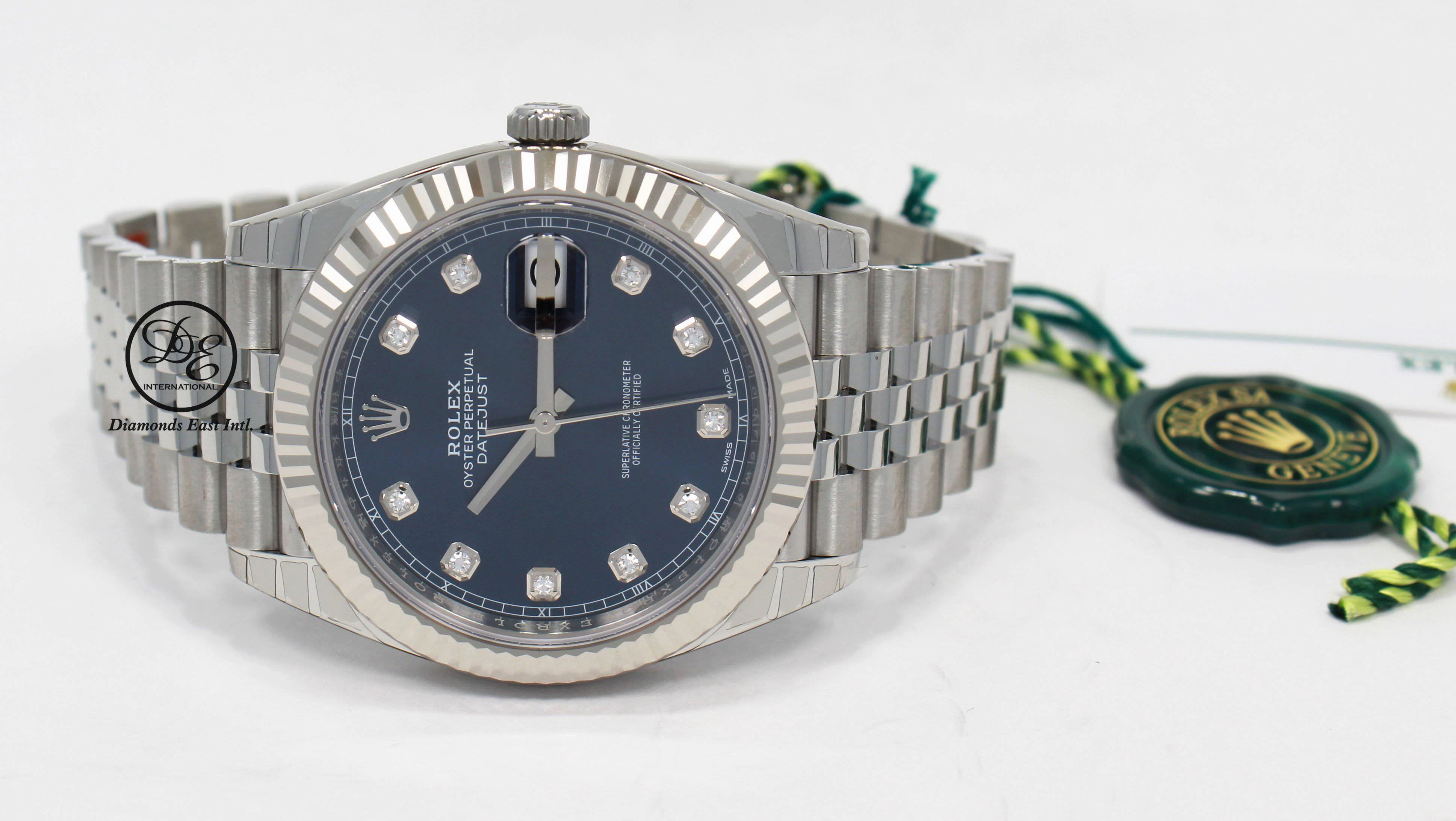 Rolex Datejust 126334 41mm Jubilee Blue Diamond Dial 18K White Gold Bezel UNWORN