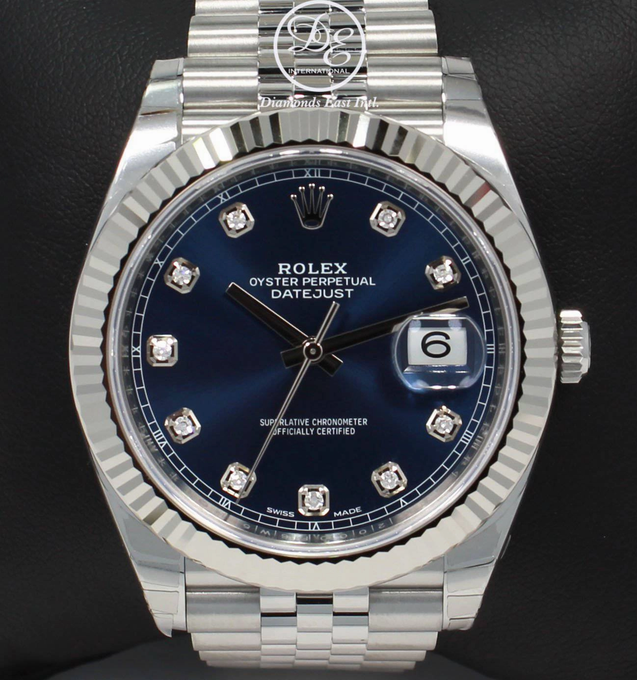 Rolex Datejust 126334 41mm Jubilee Blue Diamond Dial 18K White Gold Bezel UNWORN